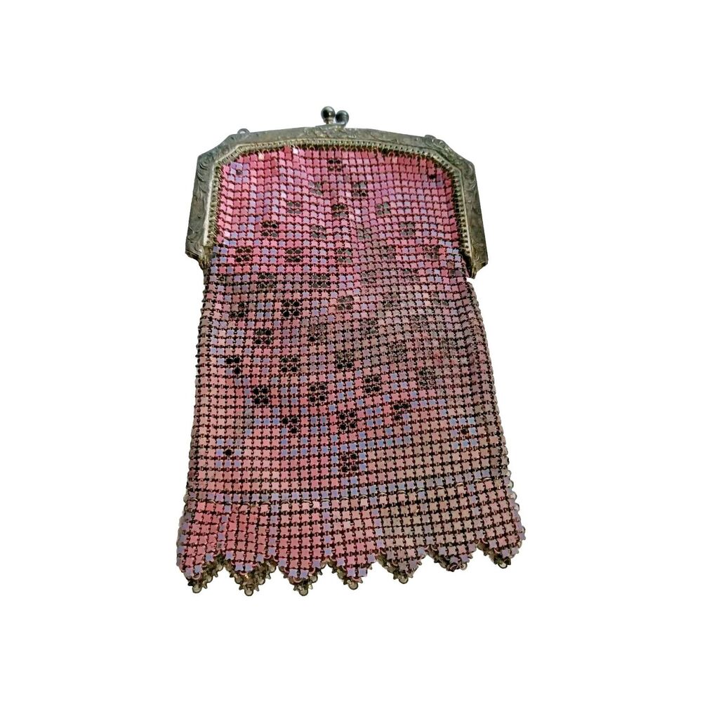 VTG 1920,s Antique Purce  Art Deco Geometric Enamel Mesh Purse *As-Is, DAMAGED*